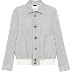 Длинная куртка на пуговицах с длинными рукавами Brunello Cucinelli, серый