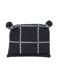 Шапка бини с логотипом Emporio Armani Kids, синий