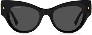 Солнцезащитные очки DSQUARED2 D2 0062/S черно-серые 49/19/145 для женщин, Black/Grey