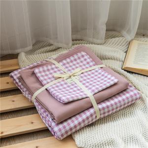 Muji Комплект постельного белья из 4 предметов (простыня 200 см, пододеяльник 220х240 см), цвет Zi Xiao Ge, из японского стираного хлопка