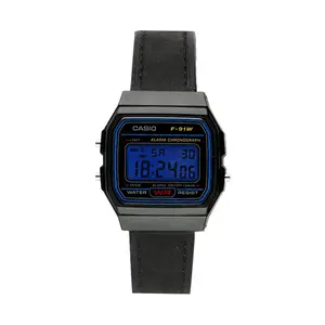 CASIO Ретро серия кварцевый механизм натуральный кожаный ремешок унисекс черный циферблат часы