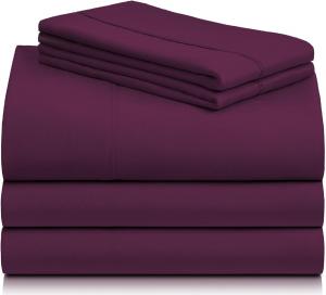 Комплект постельного белья LuxClub, 5 предметов, 274х260/100х203/51х91 см, баклажанный