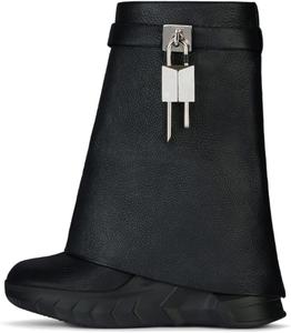 Женские джинсовые высокие сапоги Yolkomo с отворотом и застежкой-молнией, Matte Black Short