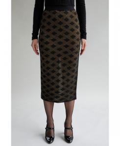 Женская юбка-карандаш из жаккардовой ткани с геометрическим узором SSKEIN, Golden black