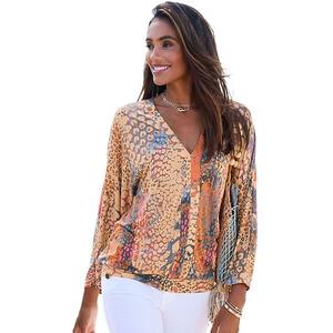 Женский топ с длинным рукавом с принтом Lascana, Orange Multicolor