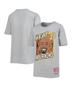 Футболка Big Boys Alonzo Mourning Heathered Grey Miami Heat Hardwood Classics King of the Court Player Mitchell & Ness, серый