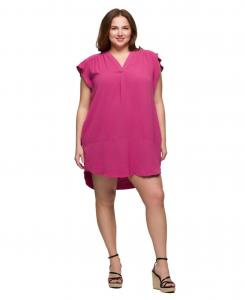Платье большого размера с V-образным вырезом, короткими рукавами, длиной до колена и карманами 24seven Comfort Apparel, Rose