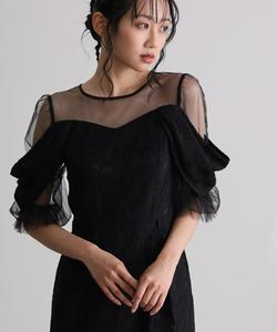 Кружевное платье с открытыми плечами для свадеб, вечеринок и других торжественных случаев Pourvous, цвет Black