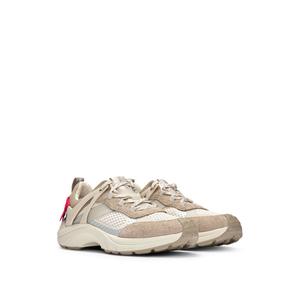 Спортивные кроссовки из комбинированных материалов с декоративными светоотражающими элементами HUGO, бежевый