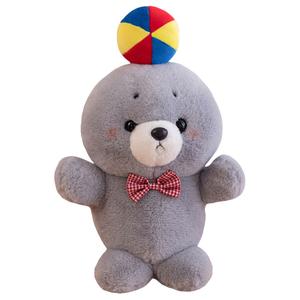 Милые игривые плюшевые куклы тюлени с шариком высота 23см MLING, серый