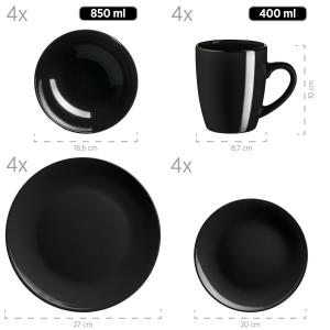 Комбинированный сервиз металлический обод из 24 частей Mäser, черный