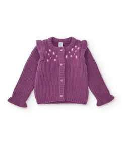 Фиолетовый вязаный детский свитер с вышивкой в виде сердечек Tuc tuc