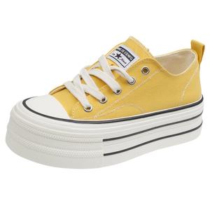 Alxnan Женские низкие скейтерские кроссовки для увеличения роста желтые, цвет Yellow