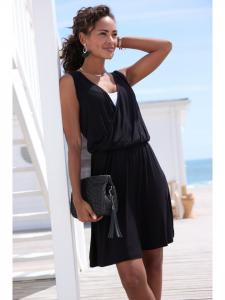 LASCANA Трикотажное платье черно-белого цвета