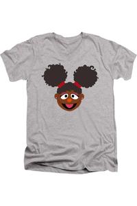 Футболка с коротким рукавом и V-образным вырезом для взрослых из премиального хлопка «Улица Сезам» с изображением Габриэль Gildan, цвет athletic heather