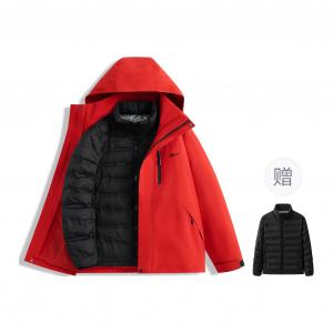 Пуховик Unisex с капюшоном и флисовой подкладкой 3 в 1 WARRIOR, cinnabar красный[comes with 90 fleece liner+badge]