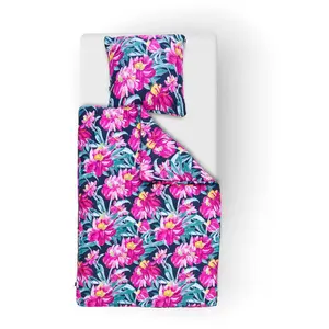 Done. постельное белье «Пионы», постельное белье с двусторонним принтом и кантом, цвет brombeer/schwarz/grün