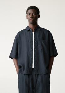 Рубашка LINEN BLEND PULL&BEAR, темно-синий