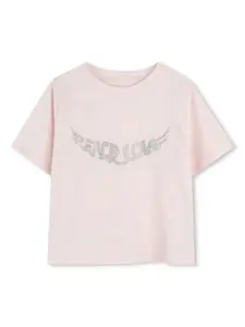 Футболка со стразами Zadig & Voltaire Kids, розовый