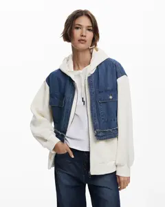 Свитшот с джинсовыми вставками Desigual, белый/синий