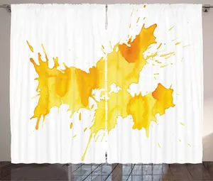 Желто-белая деревенская штора ABAKUHAUS, Всплеск цвета, универсальные ленточные шторы для гостиной с петлями и крючками, 280 x 245 см, цвет желтый бархатец Abakuhaus