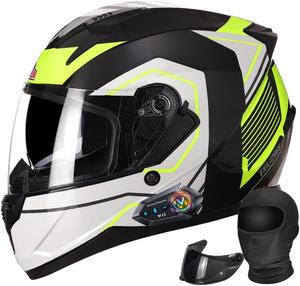 Шлем Halying для мотоцикла, черный / белый / зеленый