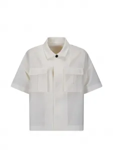 Рубашка с короткими рукавами и карманом Sacai, бежевый