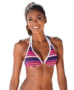 Размеры бюстгальтера для женского бикини в полоску и треугольной формы LASCANA, Pink Multi