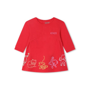 Kenzo Kids платье с графичным принтом и круглым вырезом, красный