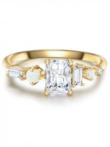 Glanzstücke München Кольцо из стерлингового серебра с кубическим цирконием и опалом в оправе из желтого золота