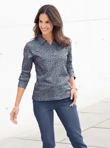 Рубашка-поло Inspirations "Рубашка" Inspirationen, цвет Dunkelblau-Steingrau-Bedruckt