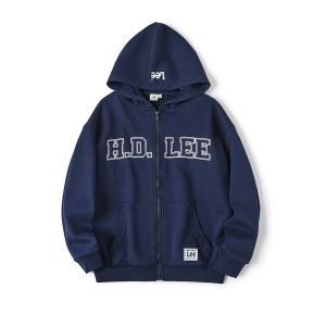 Детская толстовка с круглым вырезом, утолщенные и на подкладке Lee, темно-синий