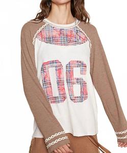 Варсити топ из вафельной ткани в шоколадном цвете POL