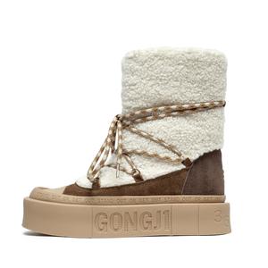 GONGJI Женские зимние ботинки Square Inches цвета хаки