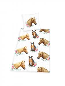 Комплект постельного белья из перкаля Лошадь белого цвета Herding, 135x200 см