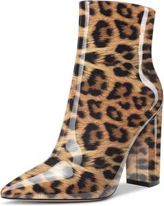 Женские ботильоны Aachcol, короткие ботинки с заостренным носком, на каблуке, на толстом высоком каблуке, с лаковой отделкой и молнией, 10 см, Multicolor A