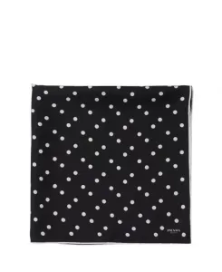 Шелковый твиловый шарф с принтом Prada, черный