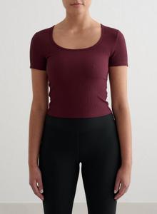 AIM'N Футболка женская с коротким рукавом, в рубчик, быстросохнущая, вишневая