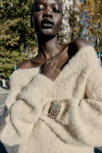 Жесткий контрастный браслет с пайетками Zara, золото/серебро