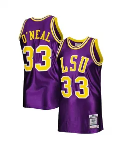 Мужская аутентичная футболка Shaquille O'Neal в фиолетовом цвете LSU Tigers Mitchell & Ness