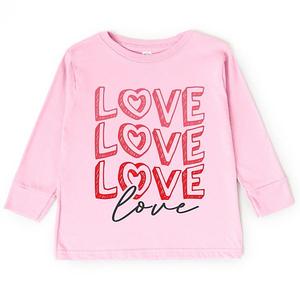 Футболка Love stacked sketched с длинным рукавом для малышей The Juniper Shop, Pink