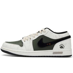 Air 1 Forest Letter Abrasion Resistant Low top Vintage баскетбольные кроссовки Unisex Jordan, экрю