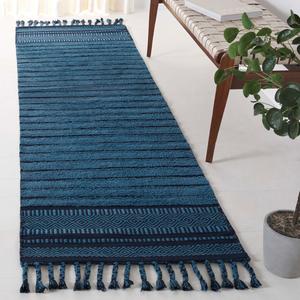 Ковер SAFAVIEH, 69 x 244 см, Kilim Collection, Blue, геометрический рисунок, идеально подходит для помещений с высокой проходимостью в гостиной, спальне, столовой (KLC401M)