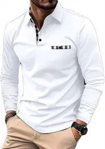 Мужская тенниска с клетчатыми вставками и отложным воротником Uillui