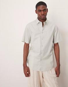 Строгая рубашка из льняной смеси ASOS DESIGN мятно-зеленого цвета
