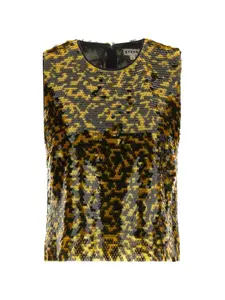 Блестящий топ Seraphina в двухцветном исполнении Staud, желтый