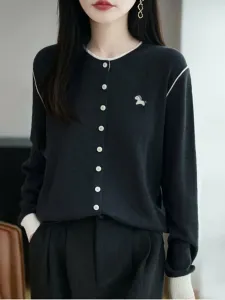 Кардиган с вышитым логотипом и линиями в тон, женский топ Doux Belle, цвет Gray