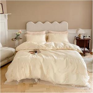 UWYTGF Комплект постельного белья Bianco из египетского хлопка с кружевной цветочной вышивкой Bianco