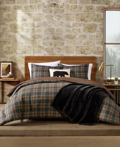 Комплект постельного белья Huntley Plaid из микрофибры, 3 предмета, размер King Eddie Bauer, коричневый