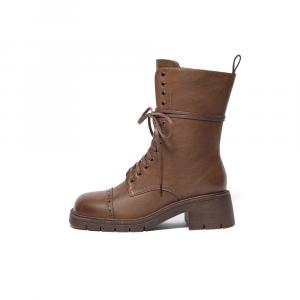 BELLE Коричневые женские ботинки Crew Martin на каблуке 5 см, цвет Coffee